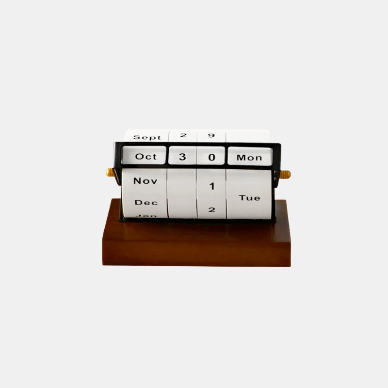 Calendrier Rétro En Bois À Roue Rotative Pour Organisation Quotidienne Élégante Calendar Electro Paris Brun foncé