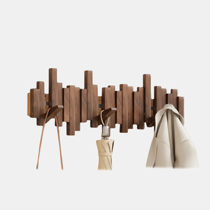 Kapstok Piano en Bois – Étagère Murale Élégante pour Vestes et Manteaux Home & Decoration Electro Paris Bois de noyer 3 crochets