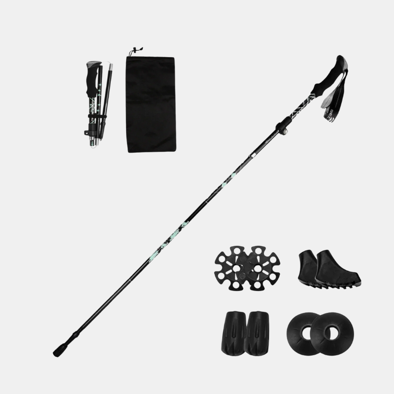 Bâton De Randonnée Rétractable Automatique Premium Pour Aventures Et Sécurité Sur Tous Les Sentiers Walking stick Electro Paris Noir