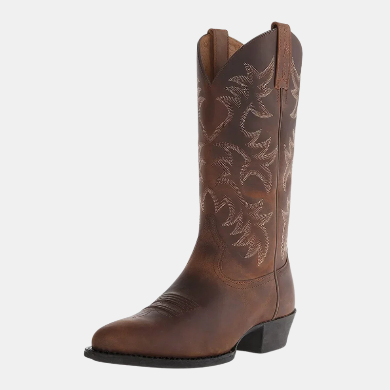 Bottes Cowboy En Cuir Brodé Pour Hommes Alliant Style Authentique Et Élégance Intemporelle Women Boots Electro Paris Marron 38