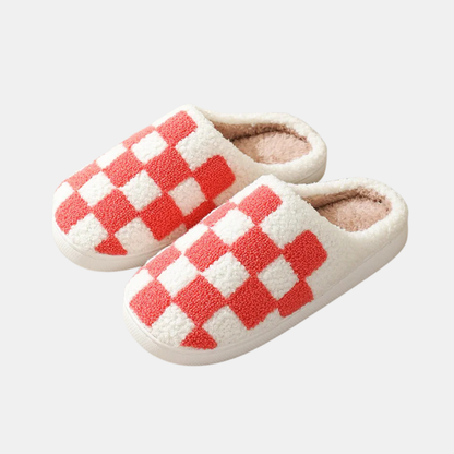 Chaussons En Peluche Ultra-Doux Avec Motif À Carreaux Pour Un Confort Chaleureux À La Maison Slippers Electro Paris Rouge 35