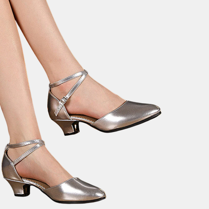 Chaussures de Danse Élégantes pour Femme avec Talon Confort et Lanière Cheville High heels Electro Paris Argent 33