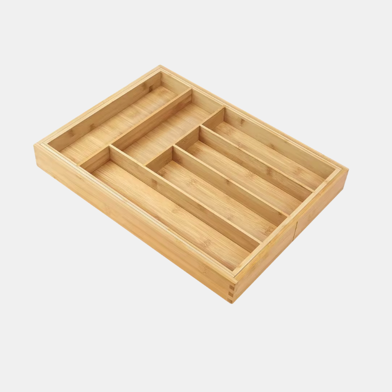 Organisateur De Couverts En Bambou Écologique Et Extensible Pour Tiroirs De Cuisine Multifonctionnel Flatware trays Electro Paris Brun clair