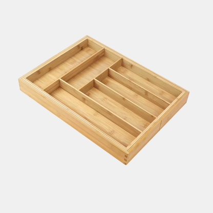 Organisateur De Couverts En Bambou Écologique Et Extensible Pour Tiroirs De Cuisine Multifonctionnel Flatware trays Electro Paris Brun clair
