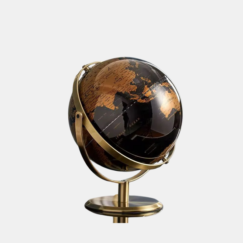Globe Rotatif De Décoration Pour Bureau, Salon Ou Étude Avec Design Noir Et Bronze Élégant Globe Electro Paris Or