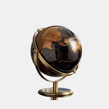 Globe Rotatif De Décoration Pour Bureau, Salon Ou Étude Avec Design Noir Et Bronze Élégant Globe Electro Paris Or