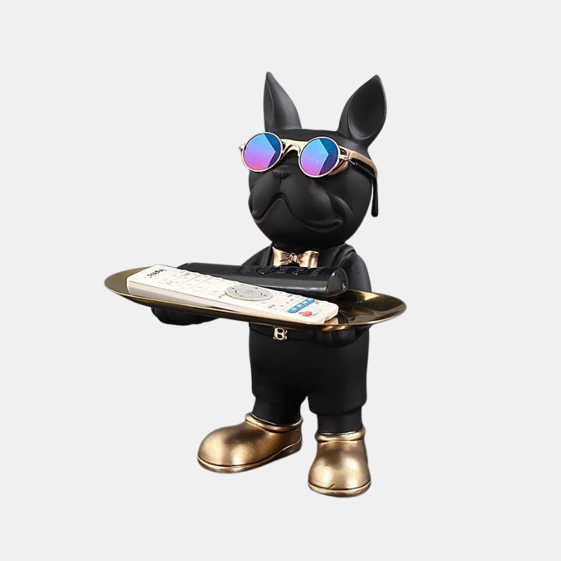 Statue De Bouledogue Français En Résine Et PVC Pour Décoration Intérieure Élégante Figurines et Statues Electro Paris Noir debout