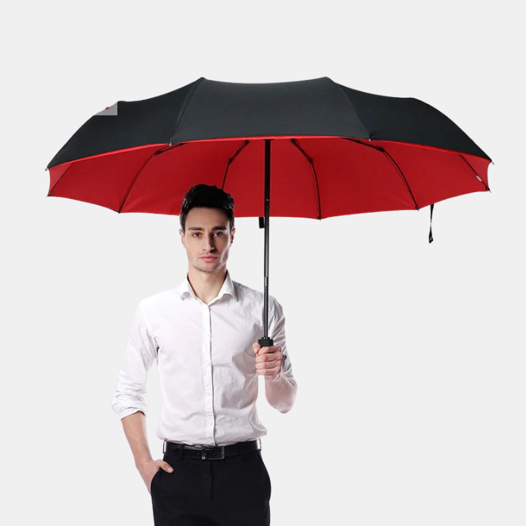 Parapluie Tempête Anti-Vent Pliable et Robuste – Protection Totale Contre la Pluie et le Vent Umbrella Electro Paris Rouge