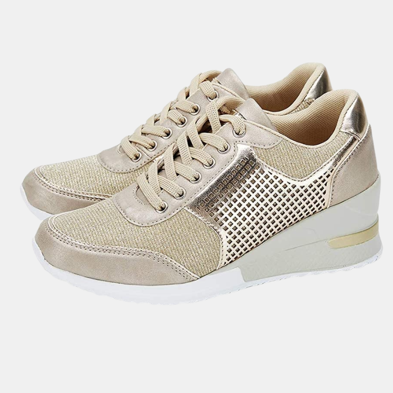 Sneakers À Talon Compensé Pour Femmes Avec Tige En Mesh Respirant Women's Shoes Electro Paris Or 35