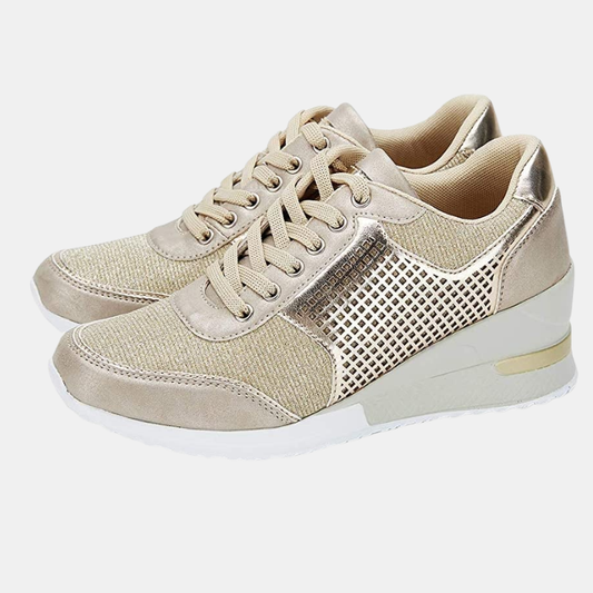 Sneakers À Talon Compensé Pour Femmes Avec Tige En Mesh Respirant Women's Shoes Electro Paris Or 35