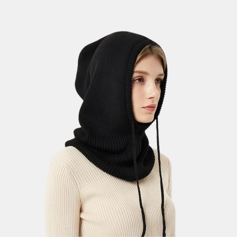 Bonnet D’Hiver En Cachemire Tricoté Pour Femme Avec Capuche Ajustable Hoodies Electro Paris Noir