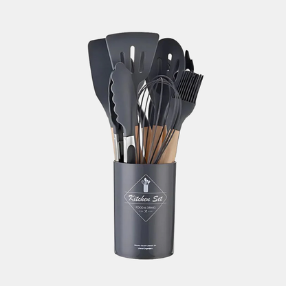 Ustensiles De Cuisine En Silicone Antiadhésif 12 Pièces – Set Complet Pour Cuisine Facile Et Sécurisée Ustensiles De Cuisine Electro Paris Noir