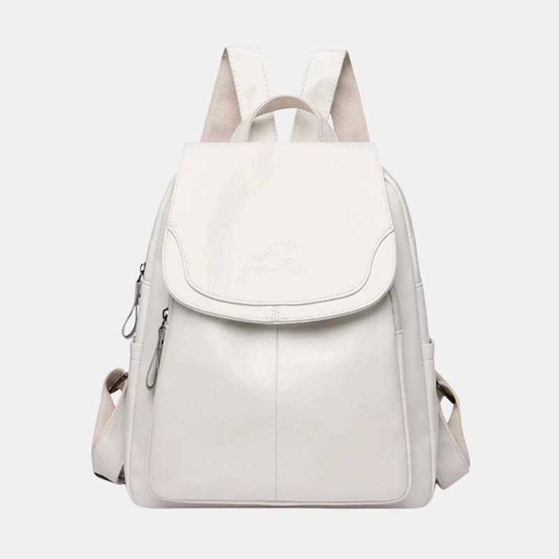 Sac À Dos Antivol En Cuir Pour Femme Avec Protection RFID Et Fermetures Discrètes Bags for Women Electro Paris Blanc 28cm x 12cm x 32cm