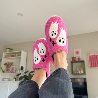 Chaussons Douillets Pour Femme Et Homme Avec Motif Fantômes Et Semelle Antidérapante Nordic Style Slippers Electro Paris Rosa 36