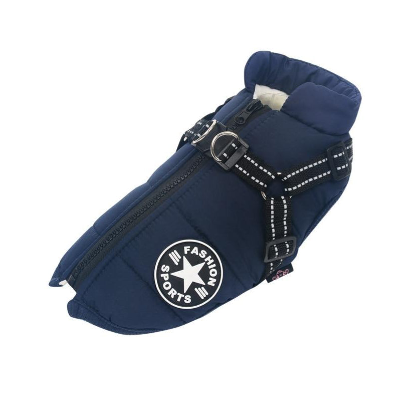 Veste Pour Chien Imperméable Et Chaude Pour L’Hiver Avec Harnais Intégré Pet Accessories Electro Paris Bleu marine S