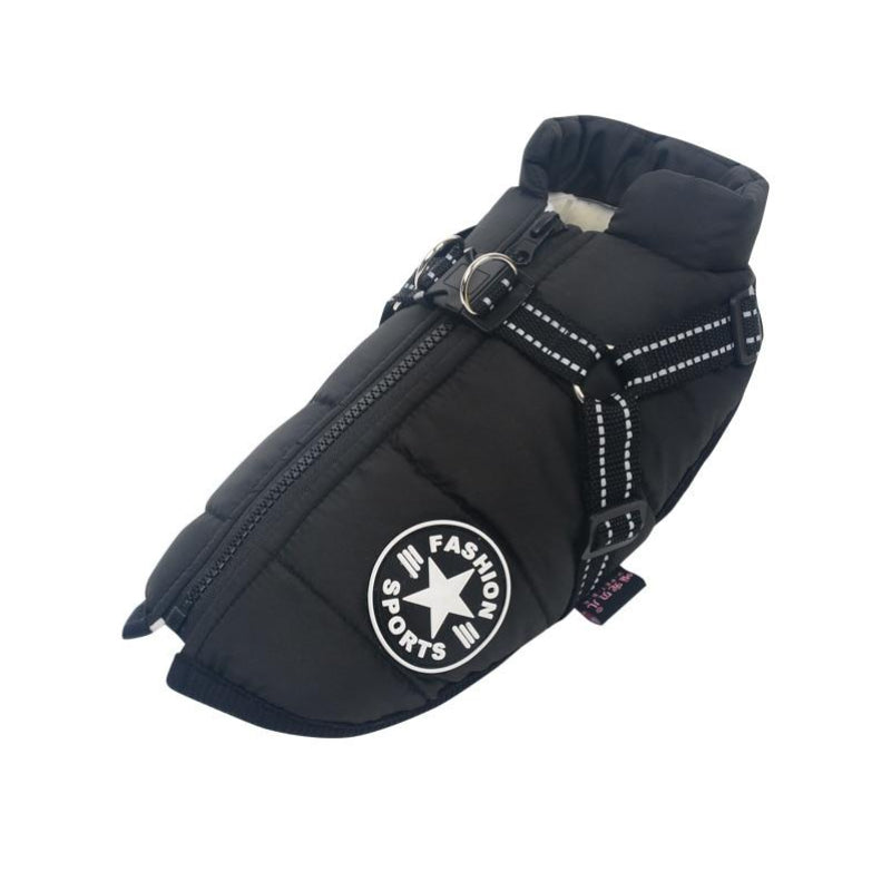 Veste Pour Chien Imperméable Et Chaude Pour L’Hiver Avec Harnais Intégré Pet Accessories Electro Paris Noir S