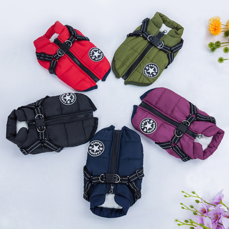 Veste Pour Chien Imperméable Et Chaude Pour L’Hiver Avec Harnais Intégré Pet Accessories Electro Paris