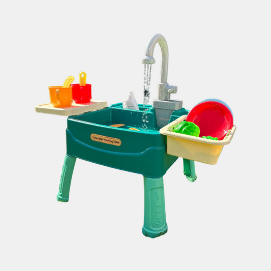 Évier de Cuisine Jouet avec Eau Courante – Set de Vaisselle Interactif pour Enfants Équipement de jeu aquatique Electro Paris Bleu