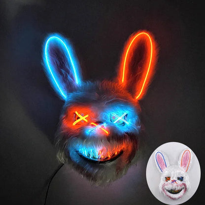 Masque LED Lumineux d'horreur – Visage Effrayant qui s'illumine pour Halloween Toys & Games Electro Paris Bleu Rouge Lapine
